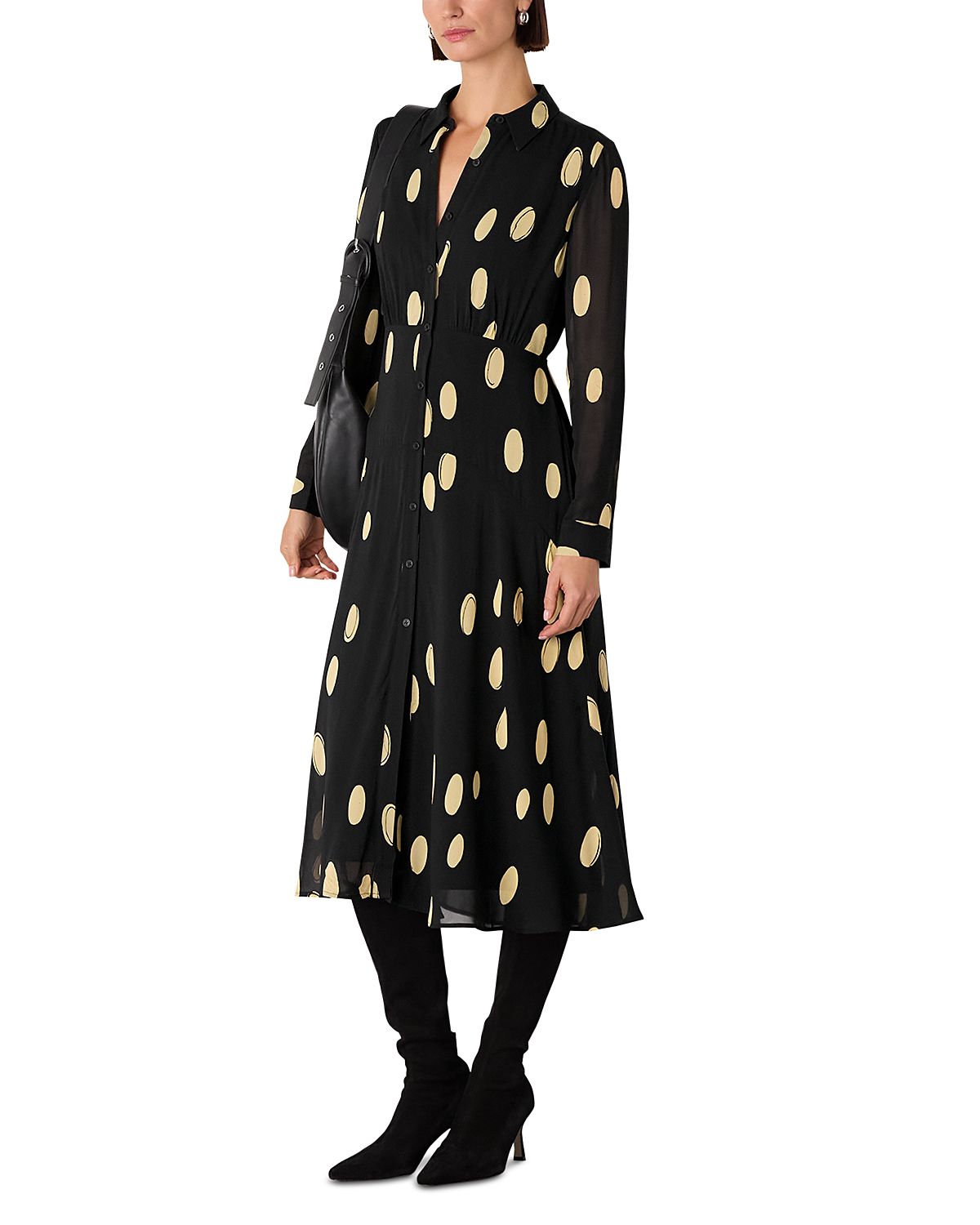 Whistles Abstract Spot Ruffle Dress