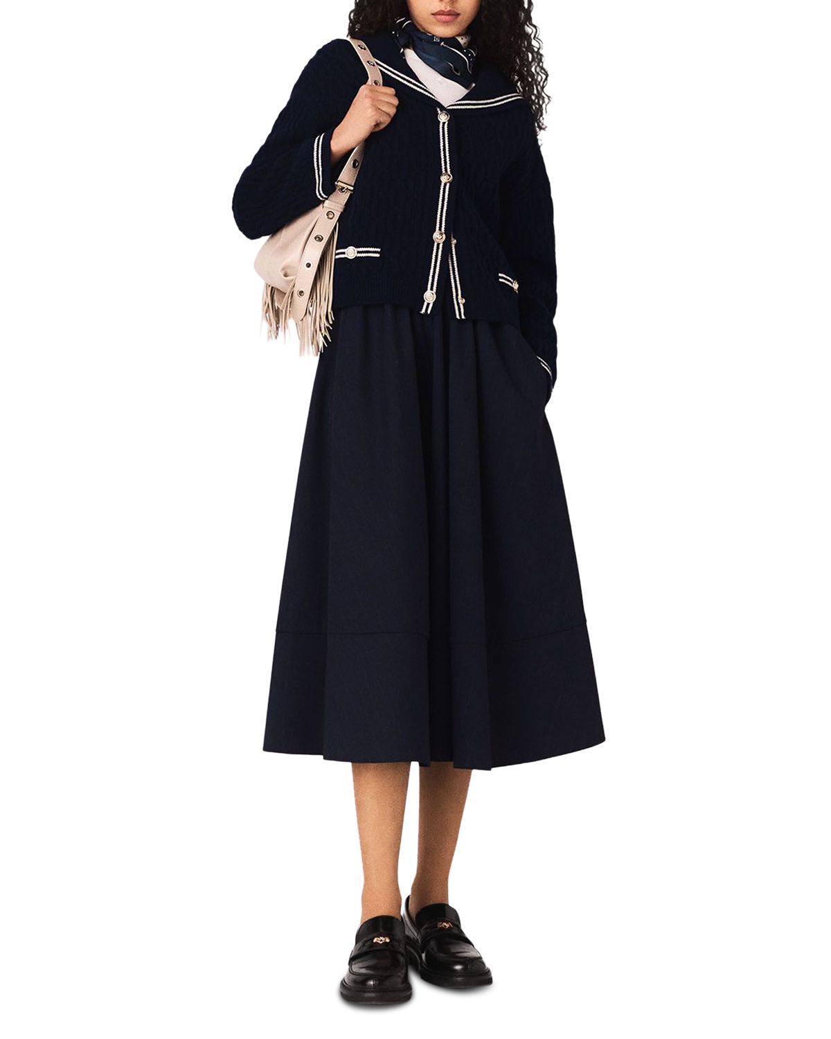 Striped Tailored Midi Skirt thumbnail 2