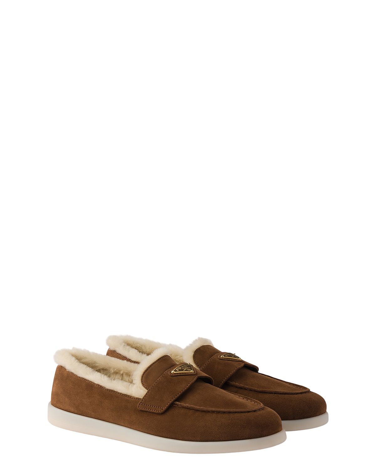 Prada Women's Suede and Shearling Loafers