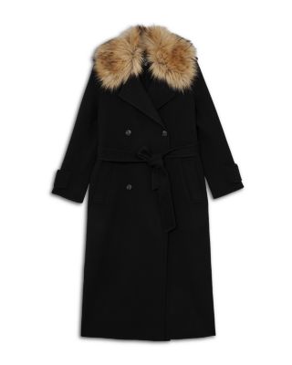 Jolene Faux Fur Blind Seam Wool Coat