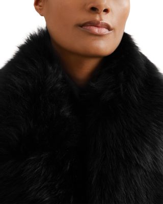 Estee Leather Trench Coat with Shearling Collar