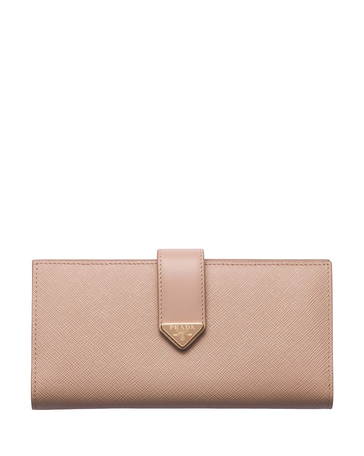 Prada Large Saffiano and Smooth Leather Wallet