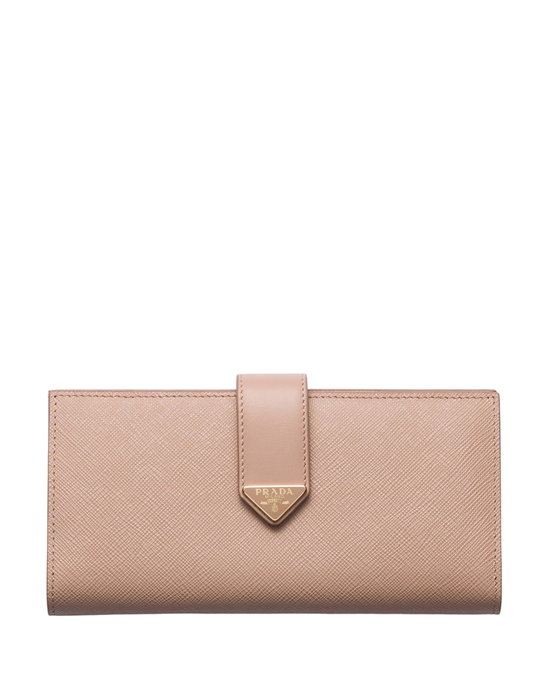Prada Large Saffiano and Smooth Leather Wallet · OS