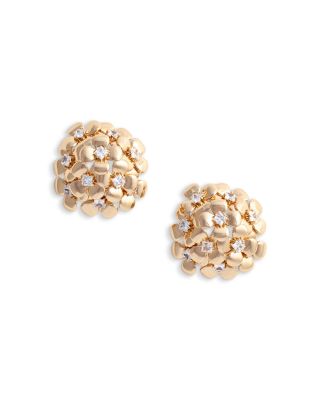 Cubic Zirconia Flower Cluster Button Earrings 
