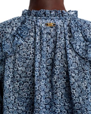 Floral Long Sleeve Ruffle Blouse