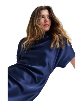 Alivia Short Sleeve Satin Midi Dress