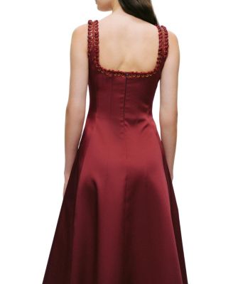 Embellished Square Neck Midi Dress