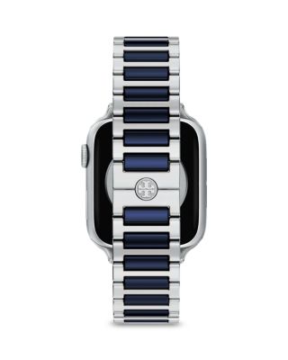 Kira Square Stainless Steel & Navy Silicone Band for Apple Watch&reg;, 38/40/41/42mm and 42/44/45/46/49mm