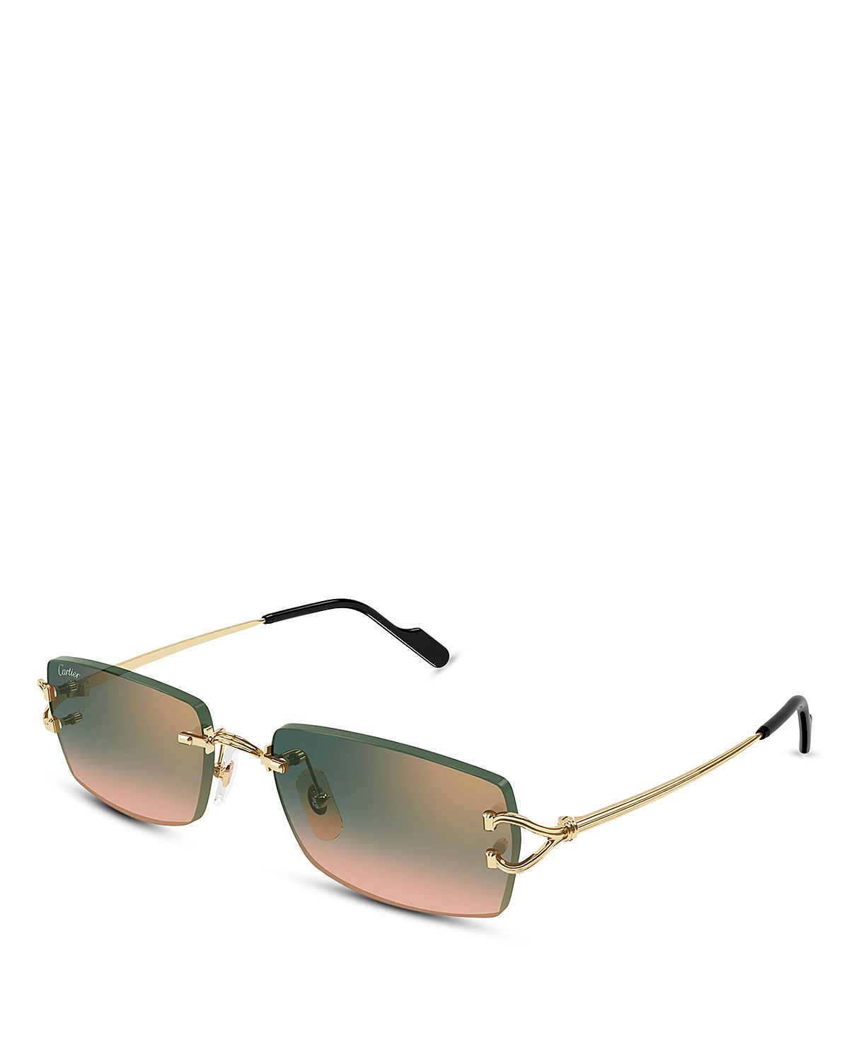 Cartier Rectangular Rimless Sunglasses, 56mm