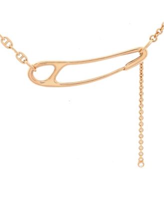 Very Large Chaine d'Ancre Punk Lariat Long Necklace 18K Rose Gold with Diamond, 37.5"