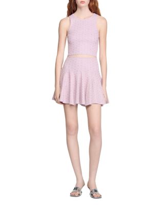 Rhinestone Embellished Knit Crop Top