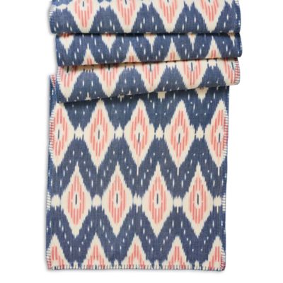 Ikat Table Runner, 18" x 90" - Blue/Pink
