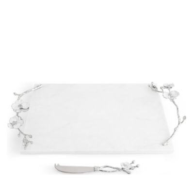 Silver Orchid Cheeseboard with Knife