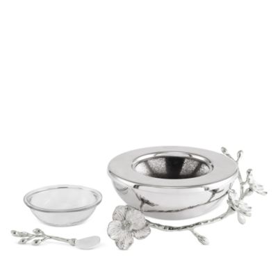 Silver Orchid Caviar Dish With Spoon