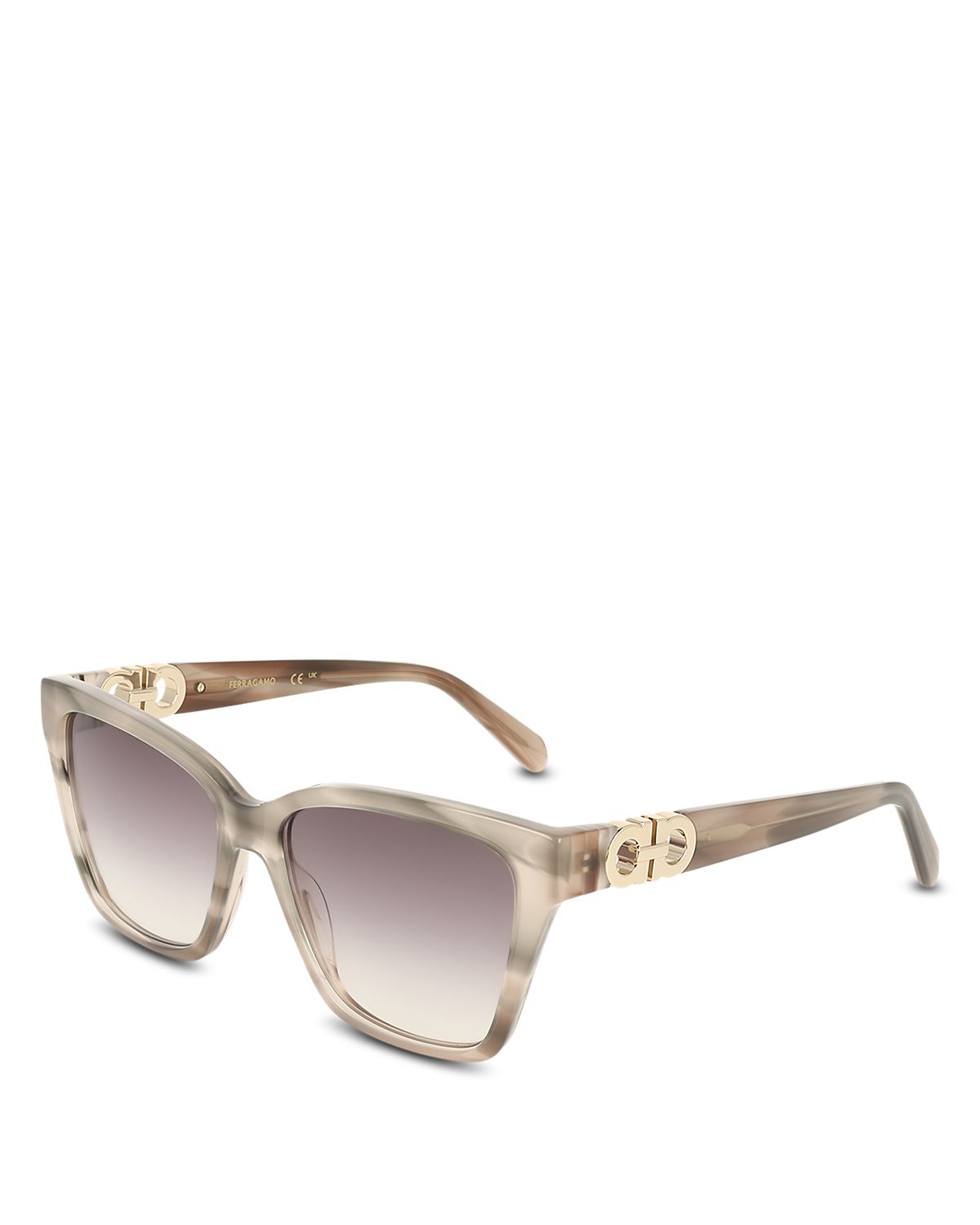 Ferragamo Gancini Hinge Angular Square Sunglasses, 57mm