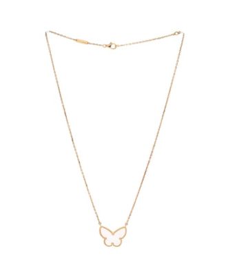 Lucky Alhambra Butterfly Pendant Necklace 18K Gold with Mother of Pearl, 14.5 - 16.25"