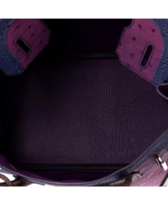 Birkin 30 Handbag Tricolor Ostrich with Palladium Hardware