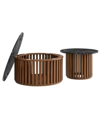  Fortitude Round Faux Marble Top Nesting Coffee Table, Set