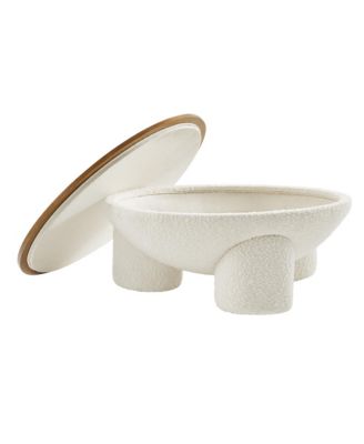  Tridome Round Boucle Upholstered Storage Coffee Table