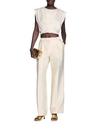 Pleated Satin Crop Top