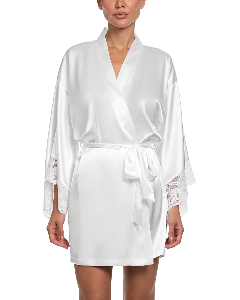 In Bloom by Jonquil Lace Trim Satin Wrap Robe