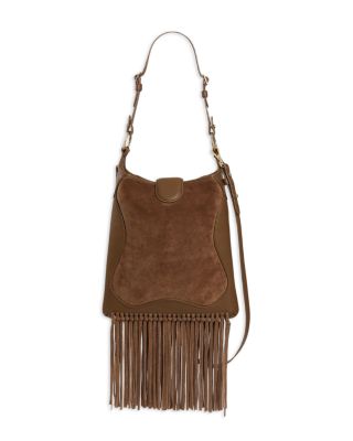 Le Claudia Fringed Leather & Suede Bag