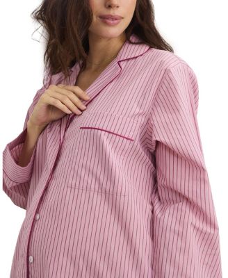  The Striped Cotton Classic Pajama Maternity Set