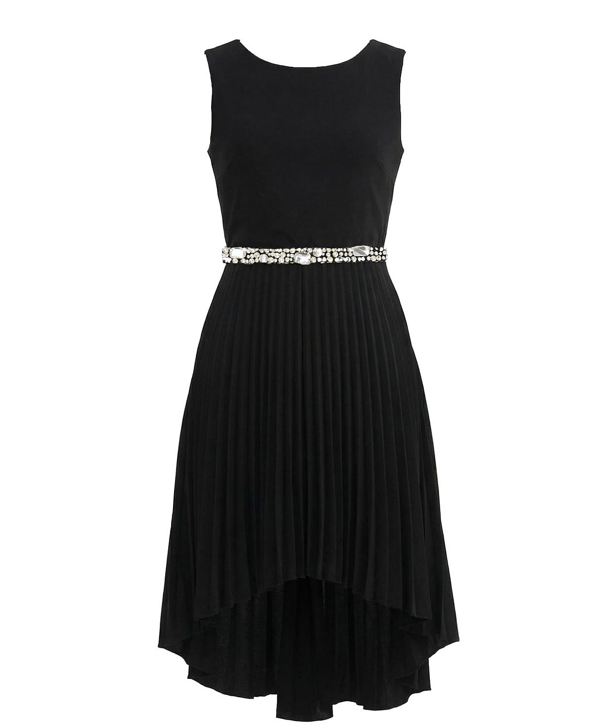 Un Deux Trois Girls' Pleated High Low Dress with Belt - Big Kid
