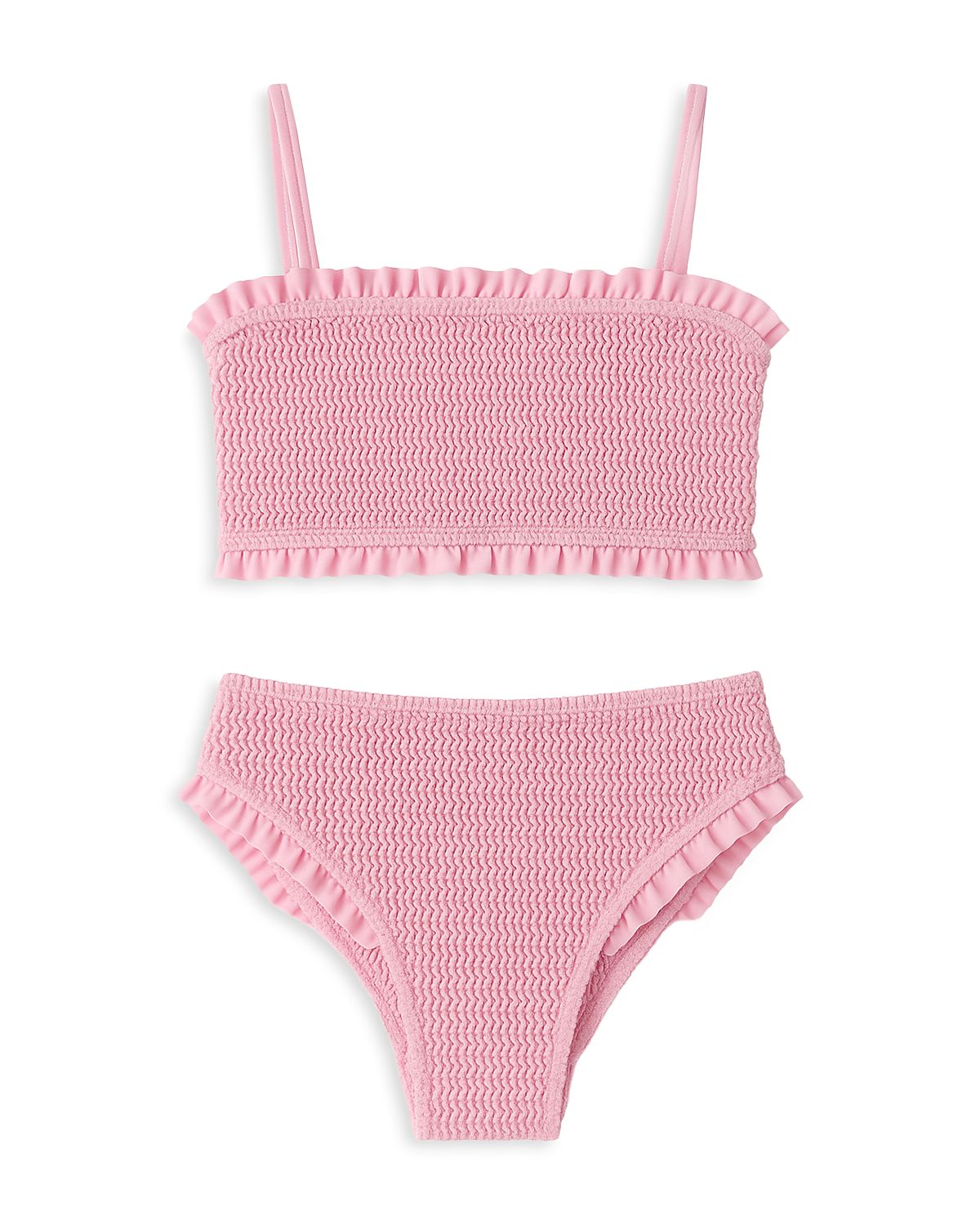 Limeapple Girls' Crinkled Ruffled Bandeau Two Piece Swimsuit - Big Kid