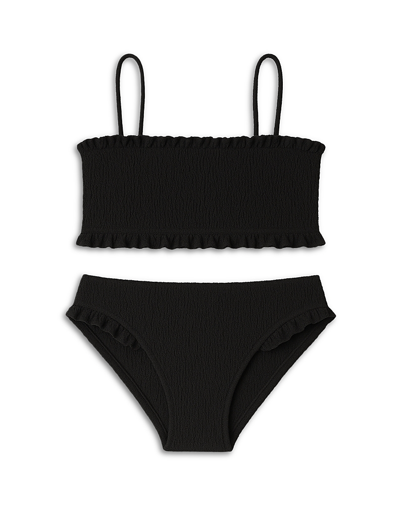 Limeapple Girls' Crinkled Ruffled Bandeau Two Piece Swimsuit - Big Kid