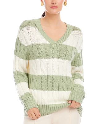 Avalee Stripe Cable Knit Sweater