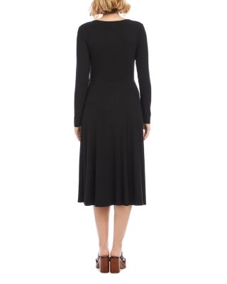 Long Sleeve Ribbed Scoop Neck A Line Dress 