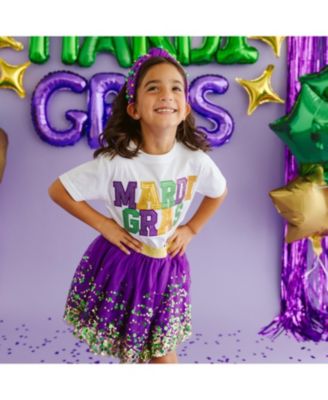 Girls' Mardi Gras Sequin Patch Short Sleeve T-Shirt - Baby, Little Kid, Big Kid