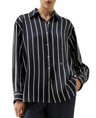  Silk Twill Striped Button-Down Shirt