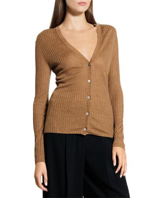 Linen Blend Ribbed Cardigan