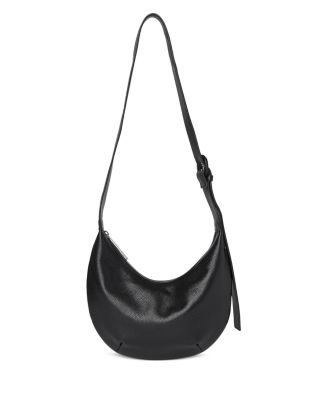 Sia Small Curved Black Leather Crossbody Bag