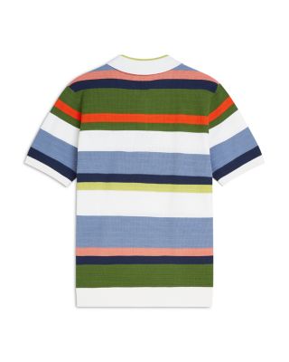 Structured Striped Knitted Polo Shirt