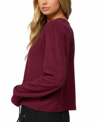  Deni Long Sleeve Henley Waffle Top