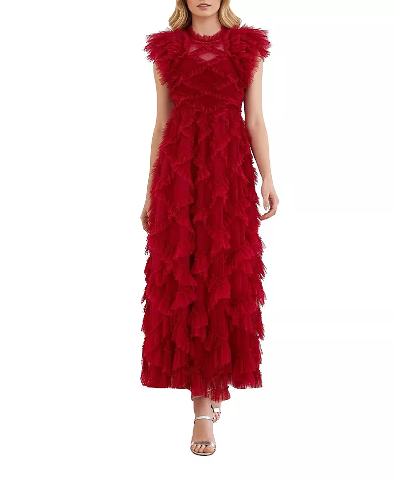 Needle & Thread Genevieve Ruffle Short Sleeve Maxi Gown