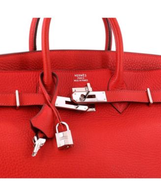 HAC 32 Handbag Red Clemence with Palladium Hardware