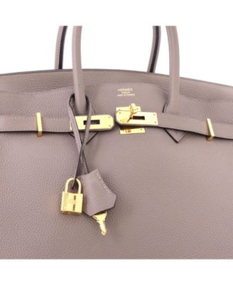 Birkin 35 Handbag Grey Togo with Gold Hardware