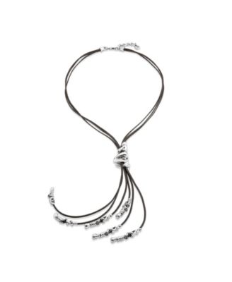 Unode50 Leather Drift Necklace In Silver