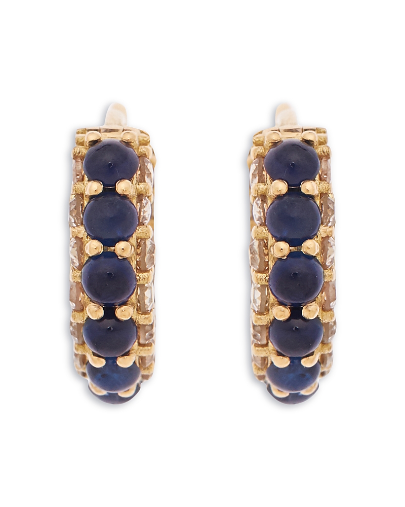 Ileana Makri 18K Yellow Gold Fine Cascade Blue Sapphire & Brown Diamond Streamline Hoop Earrings