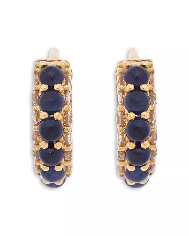 Ileana Makri 18K Yellow Gold Fine Cascade Blue Sapphire & Brown Diamond Streamline Hoop Earrings