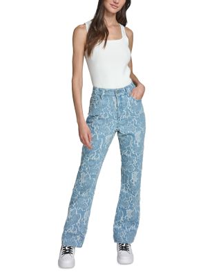 High Rise Straight Jeans in Sky Blue