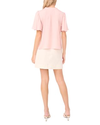 Tie Neck Flutter Sleeve Top