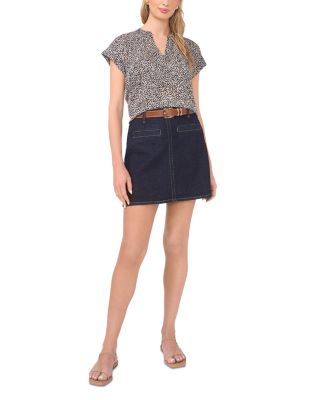 Split Neck Cap Sleeve Top