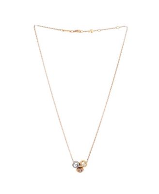  Happy Diamonds Triple Heart Pendant Necklace 18K Tricolor Gold with Floating Diamonds 16.50"