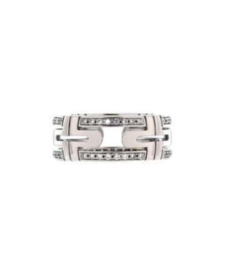  8mm Parentesi Band Ring 18K White Gold and Diamonds