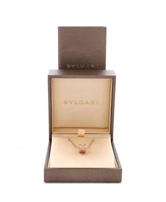  Mini B.Zero1 Pendant Necklace 18K Rose Gold with Pave Diamonds 17.25"